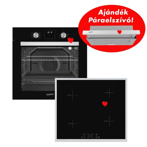 HOMEFORT Beépíthető Sütő, Indukciós Főzőlap és Páraelszívó Kombináció