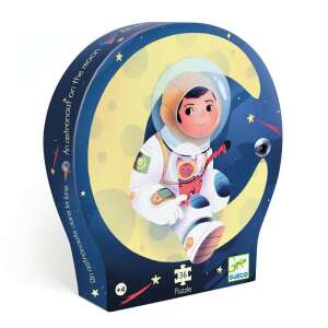 Djeco Formadobozos puzzle - Un astronaut pe Lună, 36 de piese, cutie în formă de lună - Puzzle