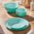 Luminarc Diwali turquoise dinnerware set, featuring a large bowl, a small bowl, and a dinner plate