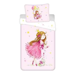 Tündér Swing princess bedding set, 140x200cm duvet cover and 70x90cm pillowcase, pink with a princess design - Interior design