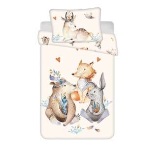 Woodland animal kids bedding set, featuring a bear, fox, and rabbit, 100x135cm duvet cover and 40x60cm pillowcase - Bedding - Preschool