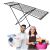 Massido Ursula telescopic clothes dryer with wheels, black, in use with happy couple