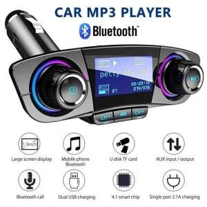 Wielofunkcyjny nadajnik FM z odtwarzaczem MP3 i Bluetooth, zestaw głośnomówiący do samochodu 104297565