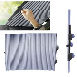 Collage of universal retractable car sunshade - Windshield Cover