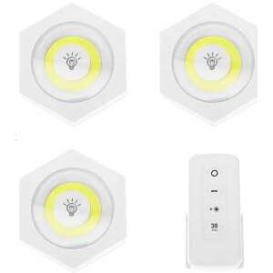 Sada 3 LED COB svetiel s hexagonálnym tvarom s diaľkovým ovládaním a samostatnými tlačidlami - Lampy&osvetlenie