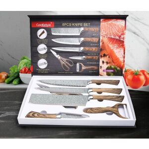 CooKstyle 6-piece knife set with wooden handles in box - Kitchen Tool Set