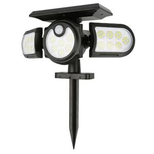 Lampa solarna z czujnikiem ruchu 3 głowice 120 LED, oświetlenie zewnętrzne - Latarnia słoneczna