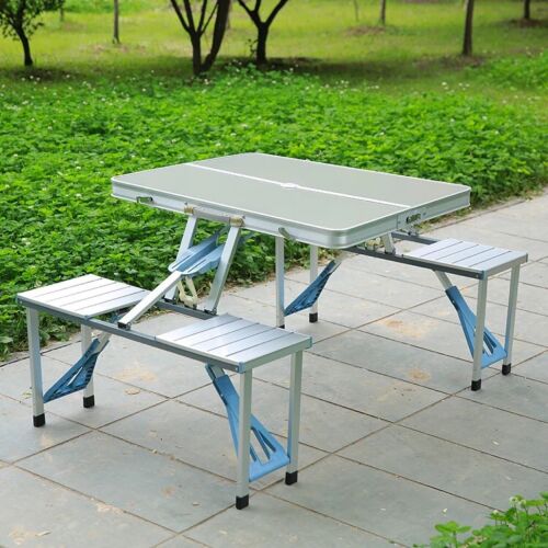 Foldable Picnic Table Suitcase with Seats, Aluminum