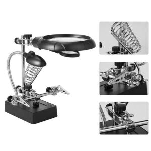 Andowl GJ5 Soldering Stand with Magnifier and LED Light collage - Andowl