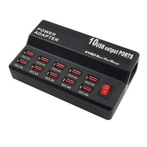 Black 10 port USB charger with power adapter - USB Hub