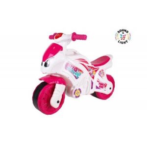 Angled view of Technok Toys Pink Pedal Motorcycle with Sound and Light - Kids' Motorcycle