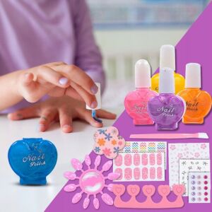 MalPlay Beauty Angel nail art set in use, nail polish bottles, stickers, and accessories - Vanity Table, Makeup Set, Fragrance
