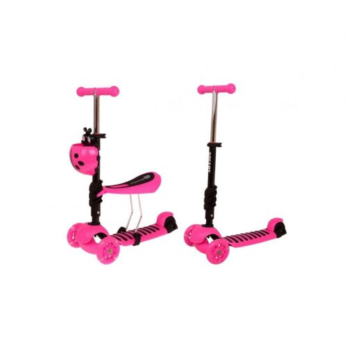 Scout pink 3-wheel scooter with seat and ladybug basket
