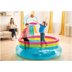 Intex Jump-O-Lene inflatable bouncer with kids playing basketball, indoor use - Garden Pool