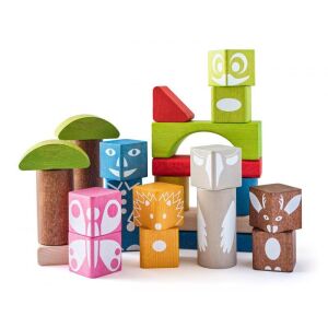 Divendi wooden animal building blocks, 26 pieces set - Wooden building game