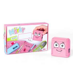 My Marky textilbélyegző rózsaszín színben, mosolygós arccal, ruházat, cipő és egyéb tárgyak jelölésére - Irodai bélyegző