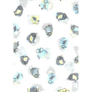 Fehér pamut baba köpöly kendő szemüveges madár mintával - Textil pelenka