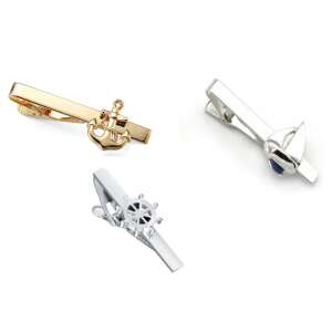 Set aus drei Krawattennadeln, Silber, Gold, mit Anker, Pinne oder Segel, Edelstahllegierung, 65x5x1 mm, 55x5x1 mm 104442744 - Schmuck für Herren