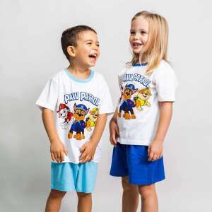 Set de pijamale de vară Paw Patrol din 2 piese pentru copii, mărimea 7 (122 cm), tricou alb cu imprimeu Paw Patrol, pantaloni scurți albastru și albastru deschis - Nickelodeon Pijamale pentru copii, cămăși de noapte