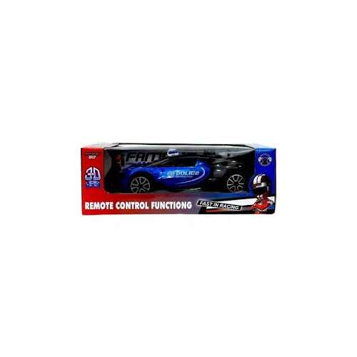Kék és fekete 1:18 méretarányú távirányítós rendőrautó fényeffektekkel