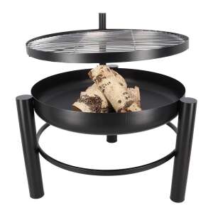 Fekete BBQ tűzrakó tál állítható magasságú grillráccsal, 78 cm átmérőjű - Kerti tűzrakóhely