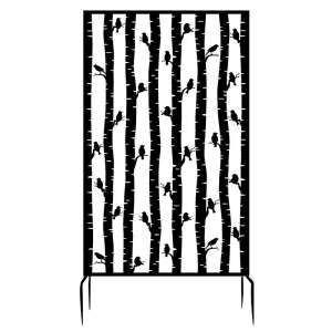 Fekete fém kerti paraván madár mintával, 100 x 186 cm - Növényfuttató