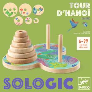 Djeco Sologic Tour d'Hanoi Classic Holzpuzzle-Spiel - Logikspiele