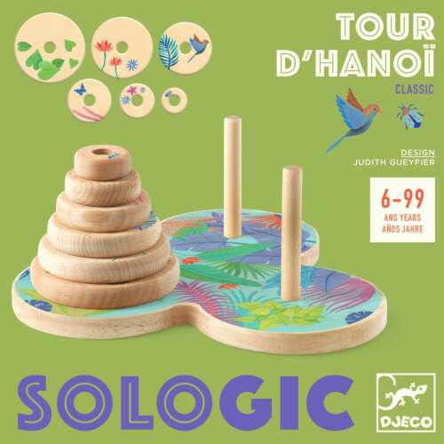 Djeco Sologic Tour d'Hanoi Classic Holzpuzzle-Spiel