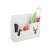 White three-compartment shelf organizer with kitchen utensils