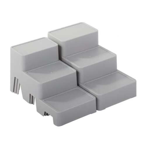 Szürke műanyag moduláris kozmetikai szervező, 4 részes készlet, fürdőszoba tároló, sminkasztal szervező