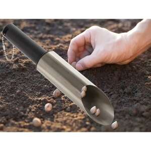 Kézi vetőgép magvak és hagyma ültetéséhez a kertben, rozsdamentes acélból fekete nyéllel - Ültetőszerszám