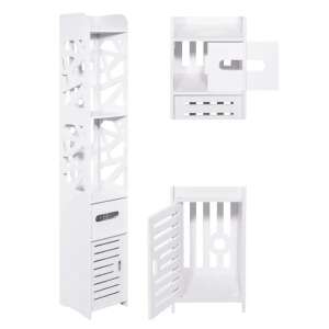 Weißer Badezimmer-Schrank mit Regalen und Schubladen, 120 cm hoch - Badezimmerschrank