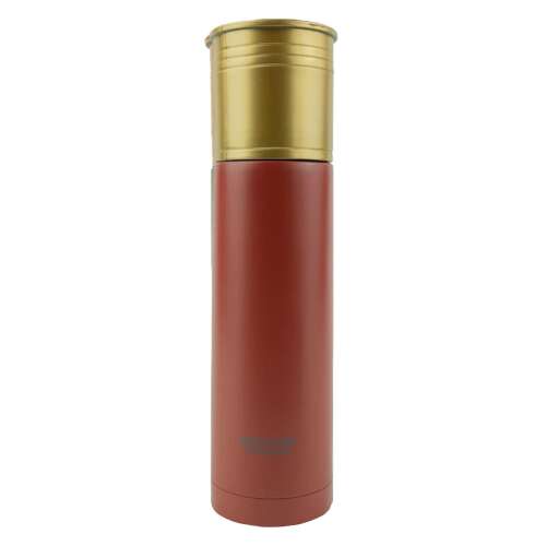 Jack Pyke patron kulacs, piros, 500ml, szigetelt, rozsdamentes acél, sörétes patron forma, melegen tartja az italokat - Jack Pyke