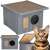 Dechland insulated cat house with opening roof, gray, two cats, scratching post, cat house for two cats