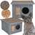 Dechland insulated cat house with opening roof, gray, two cats, scratching post, cat house for two cats