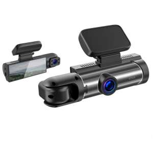 Vichema Dupla autós kamera, Full HD 1080P, elülső/belső, éjjellátó 360°,IPS 3 kijelző, 16" HD, kettős rögzítés, mozgásérzékelés, ultraszéles 170°-os látómező, Loop felvétel, 24 órás megfigyel