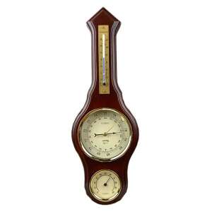 Fali barométer, higrométer és hőmérő cseresznyebarna fa keretben - Szobahőmérő
