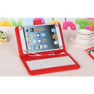 Red 9 inch tablet case with keyboard, MRG L-14 Model X, Micro USB, for Android and Windows tablets - Tablet Case