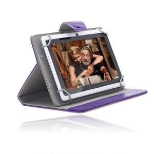 Purple leather tablet case with stand function, MRG M-90 7 inch tablet case, showing a tablet inside - Tablet Case