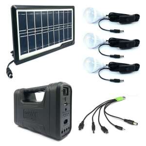Kit Solar MRG AKL-8017A, Negru, 3 becuri, Panou solar 104492046 - Lanternă solară