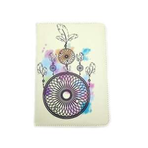 MRG 7 inch Tablet Case with Tribal Crem design, dreamcatcher pattern, front view - Tablet Case