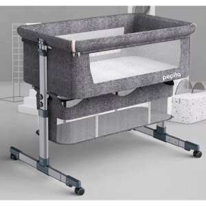 Pepita Cot with attachable cot with mattress and storage basket + mosquito net #graphite
