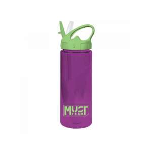 Lila Must Team Wasserflasche, 500ml, Kunststoff, mit Strohhalm, BPA frei - Füttern