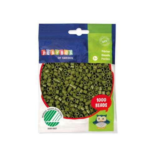 PlayBox 5 mm-es olívazöld vasalható gyöngyök 1000 darabos csomagban - Playbox
