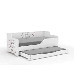 Pat LILU alb pentru copii cu pat extensibil și spațiu de depozitare, 160x80cm, cu o fată pe o leagăn - Nonbrand Paturi pentru tineri