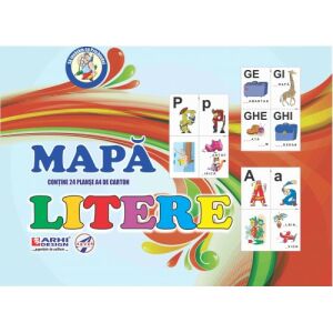 Arhi Design Mapă Litere A4 carton, educational alphabet learning cards - Activity Book, Letters & Number