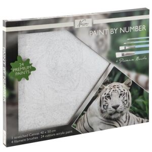 Nassau Fine Art Pictura Tigri Paint by Numbers Kit 40x50cm, White Tiger Painting - Paint by Numbers Kit