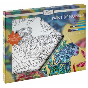Nara Paint by Numbers Kit - Mandala Panther 40x50cm, DIY canvas painting set with acrylic paints and brushes - Paint by Numbers Kit