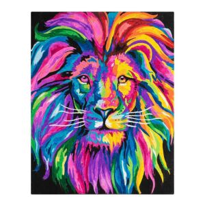Grafix Leu Colorat Paint by Numbers Kit, 40x50cm canvas with colorful lion design - Paint by Numbers Kit