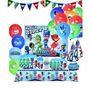 137-piece PJ Masks Party Set for 10 Kids, complete table decoration and serving set + balloons, blue 104546054 - Balloon